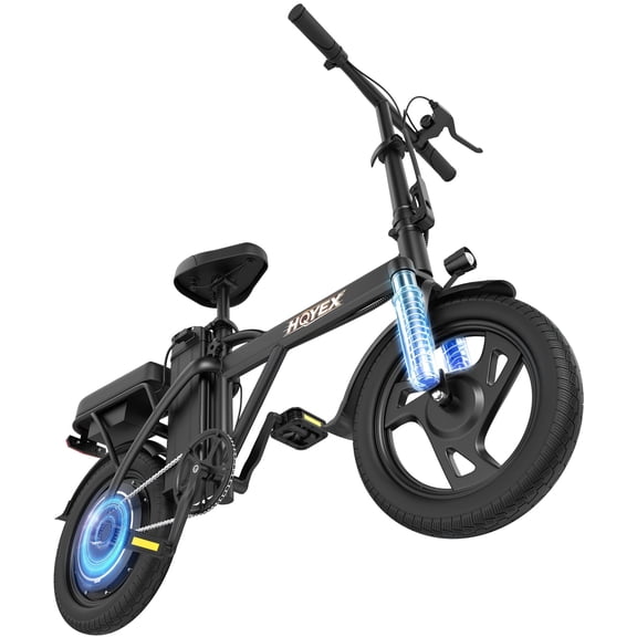 HQYEX HQ14PRO 500W Adult Electric Bicycle, 14 Inch Fat Tire Ebike with 48V 9Ah Rechargeable Battery, Max Speed 22MPH, Dual Brakes & Full Suspension, Adjustable Seat, Perfect for Commuting E Bike