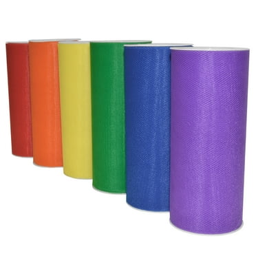 Morex Ribbon, Tulle, 6-Pack, 6 in x 25 yd, Total 150 yd Red/Orange/Yellow/Green/Blue/Purple