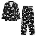 thumbnail image 5 of Garronmavis Black Skull Womens Pajama Set 2 Piece Long Sleeve Button Down Sleepwear Soft Comfy Loungewear Pjs Set for Women Halloween Costume, 5 of 7