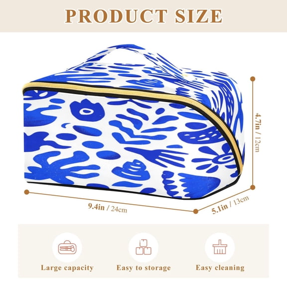 Iauyy Rhombus Cosmetic Bag with Handle Large Capacity Luxury Twill Travel Makeup Bag ,A Marine Elements