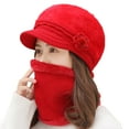 thumbnail image 5 of 2Pcs/Set Womens Winter Warm Elastic Soft Ear Protection Knitted Scarf Mask hat Fleece Lined Beanie Hat, 5 of 7