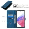 thumbnail image 7 of Feishell for Samsung Galaxy A53 5G 6.5 inch Wallet Case with Wrist Strap,Flip Cover with Embossed Pattern PU Leather Kickstand Credit Card Slots Magnetic Clasp Folio Purse Phone Case,Blue, 7 of 7