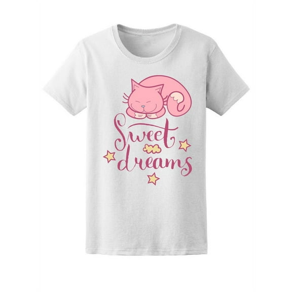 Sweet Dreams Cute Pink Kitty T-Shirt Women -Image by Shutterstock, Female Large