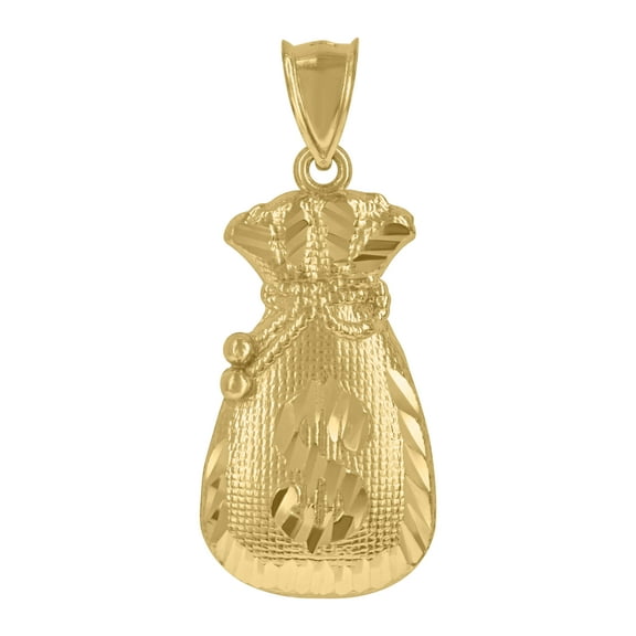 10k Yellow Gold Mens Moneybag Charm Pendant