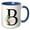 Blue/White, variant on 3drose, Chic Black Monogram Initial B with Pretty Pink Flowers, 11oz Two-tone Black Mug