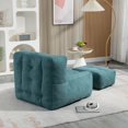 thumbnail image 2 of Ouyessir Upholstered Velvet Fabric Sofa Chair, Fluffy Bean Bag Chair with Ottomans Blue, 2 of 5