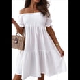 thumbnail image 1 of Vestidos de Verano para Mujer con Mangas Farol, Volantes y Hombros Descubiertos. L, 1 of 9
