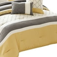 thumbnail image 4 of Benjara Quatrefoil Print King Size 7 Piece Fabric Comforter Set, Yellow and Gray, 4 of 5