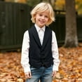 thumbnail image 5 of Utlike Boys Top Children'S Suit Vest Formal Dress Gentleman'S Vest Elegant Tuxedo Vest Flower Boys Vest Black School Tee Activewear , 3 Years-4 Years, 5 of 6