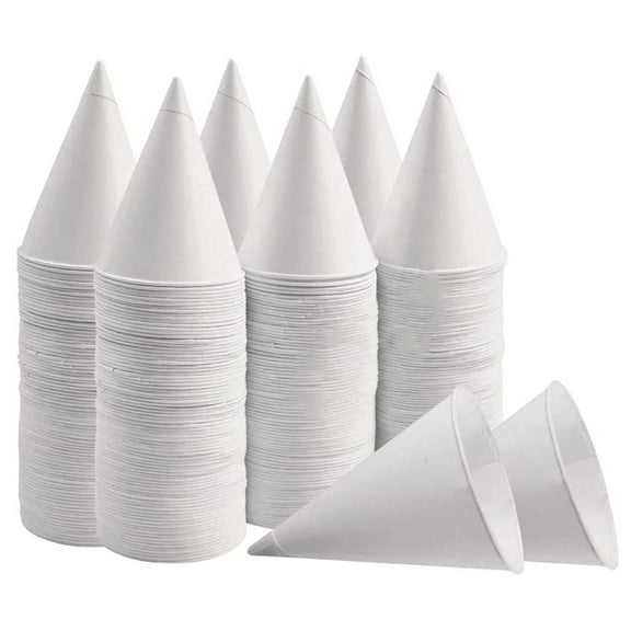 White Paper Cone Cups, Snow Cone Cups,Leakproof Paper Cups 200Pcs