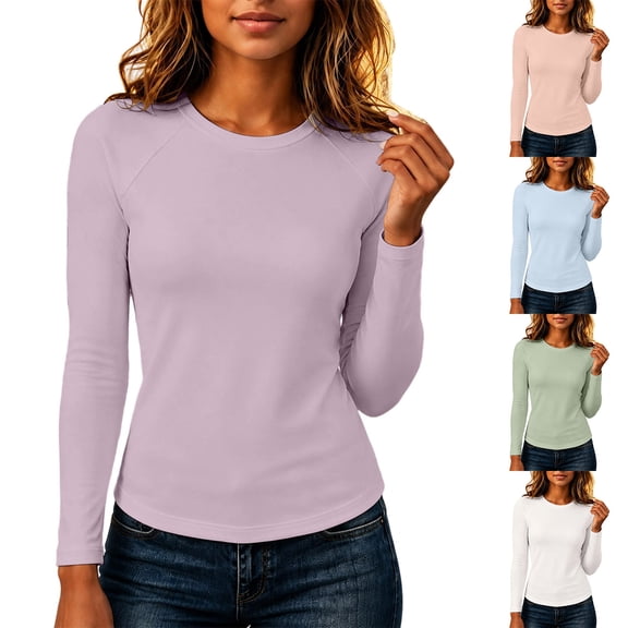 Women Solid High‑Stretch Yoga Top, Breathable Long Sleeve Workout Shirt with Mesh Back, Slim Fit Sports Pullover for Running Gym Training Purple XL(XL)
