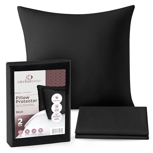 CIRCLESHOME Throw Pillow Protectors - 100% Cotton Breathable Pillowcases - 22 X 22 Square Pillowcases - Protects Pillows from Dirt, Dust and Debris (Square Pillow - 2 Pack- 22x22)