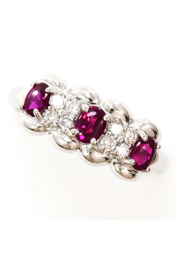 Pre-Owned Pigeon Blood PT900 Platinum Ring, 1 Ruby 0.72ct, Diamond 0.16ct, Certificate of...