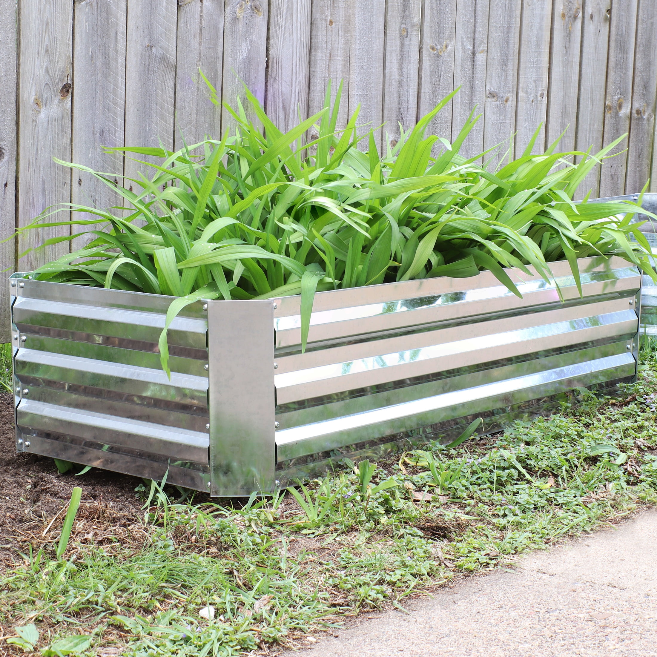 Sunnydaze 48" x 24" x 11.75" Rectangular Silver Galvanized Steel Raised Garden Bed