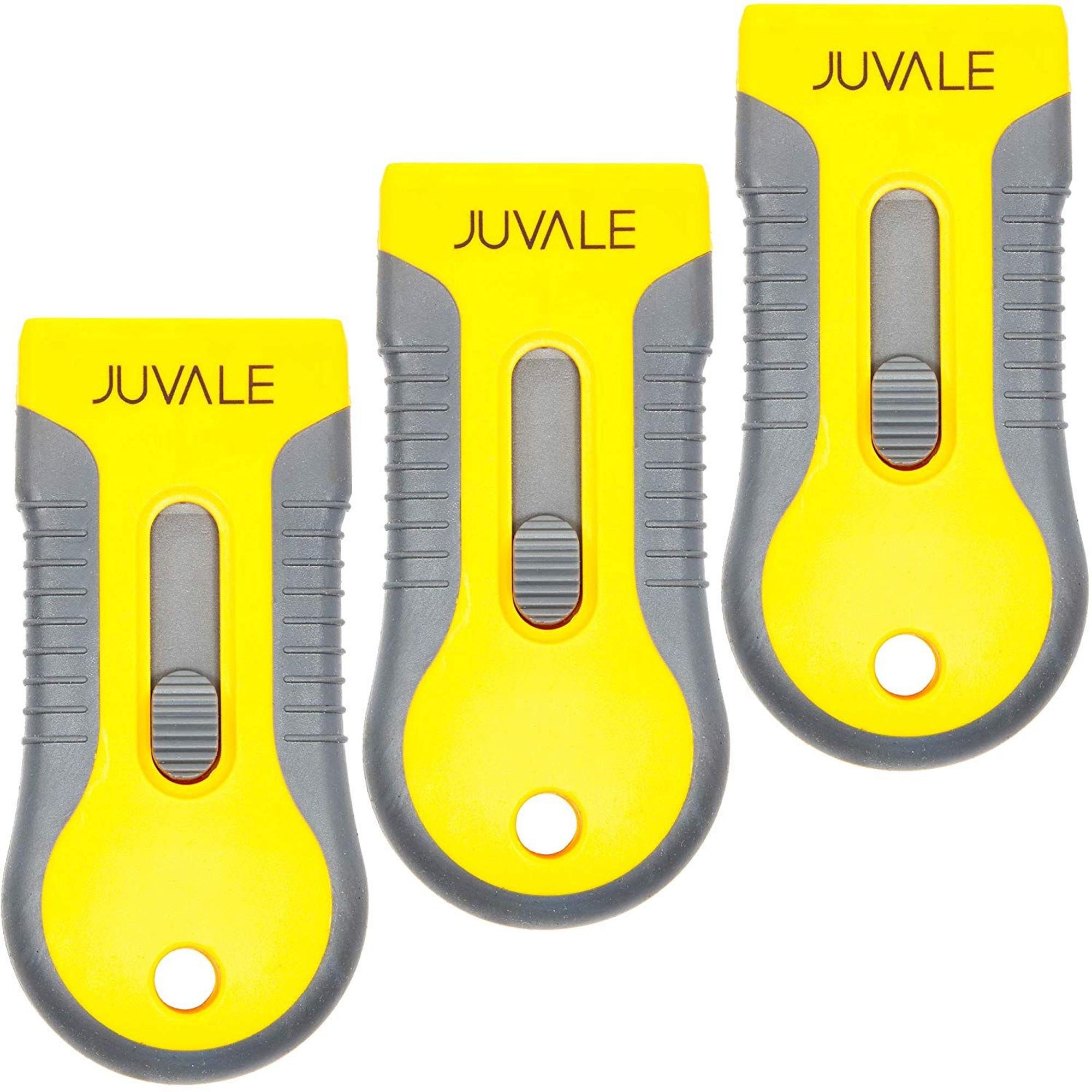 3 Pack Razor Blade Scraper Tool with 30 Pcs Metal Blades, Retractable