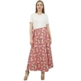 thumbnail image 3 of Phagun Salmon Reversible Floral Printed Cotton Wrap Skirt Indain Wear Dress, 3 of 7