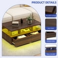 thumbnail image 5 of ModFusion Walnut Rectangle Coffee Table with LED Lights, Storage & Open Shelf for Living Room, Brown, 5 of 10