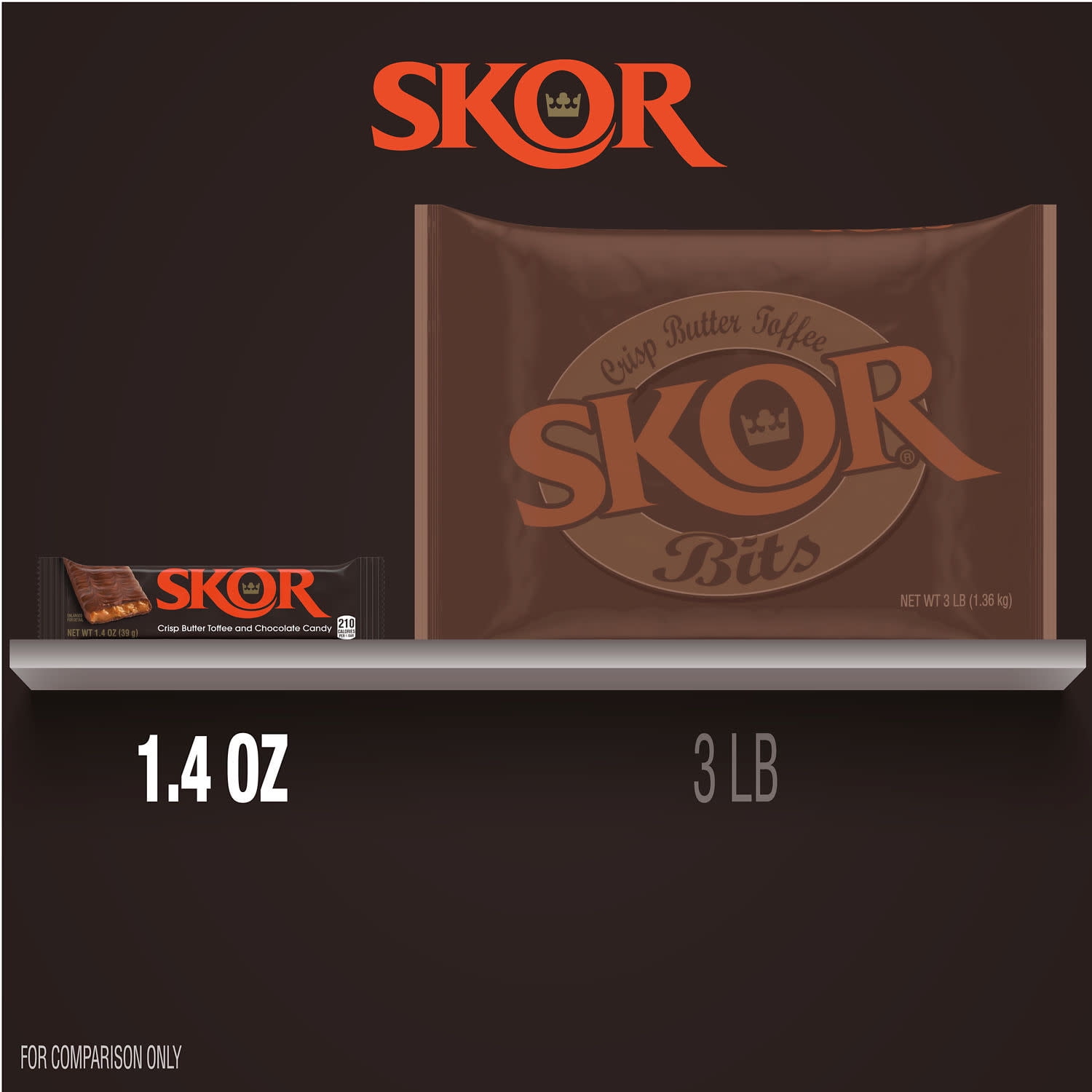 Skor Crisp Butter Toffee and Chocolate Candy, Bars 1.4 oz, 18 Count
