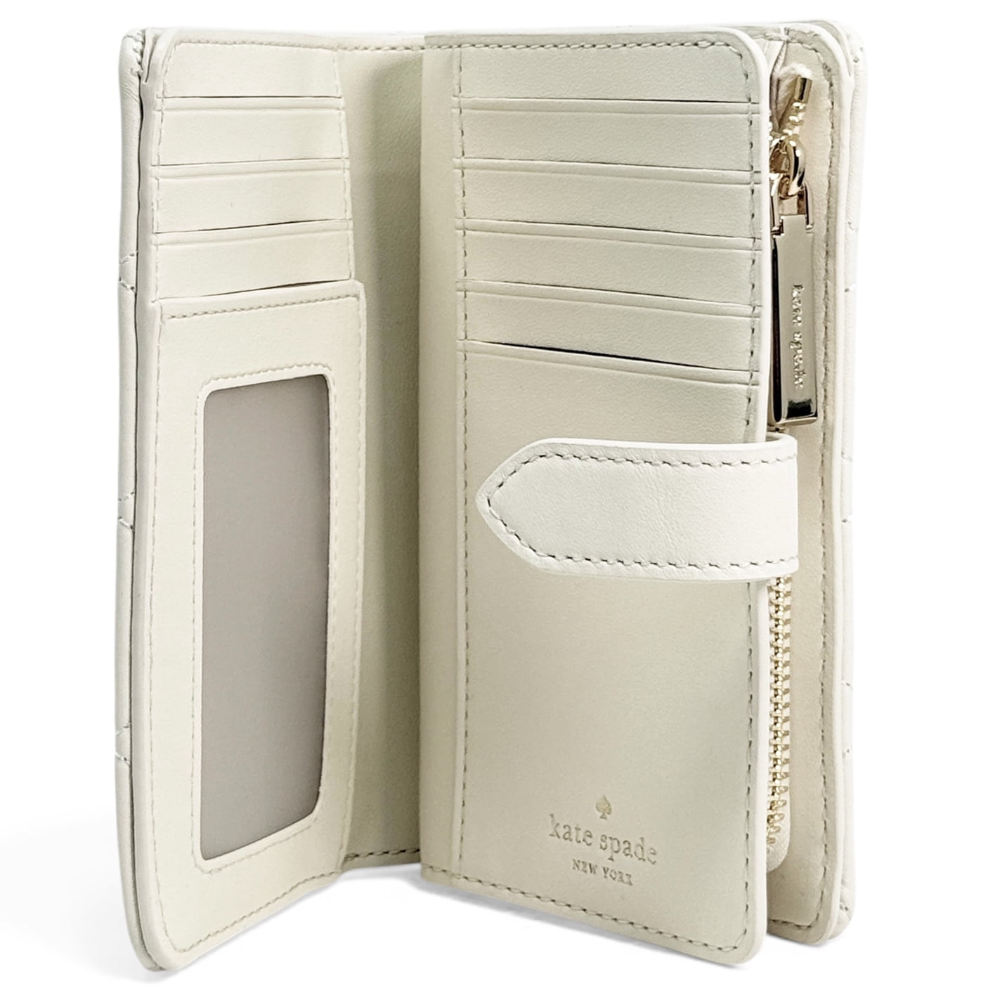 Kate Spade New York Women's Medium Bifold Quilted Leather Wallet (Meringue)