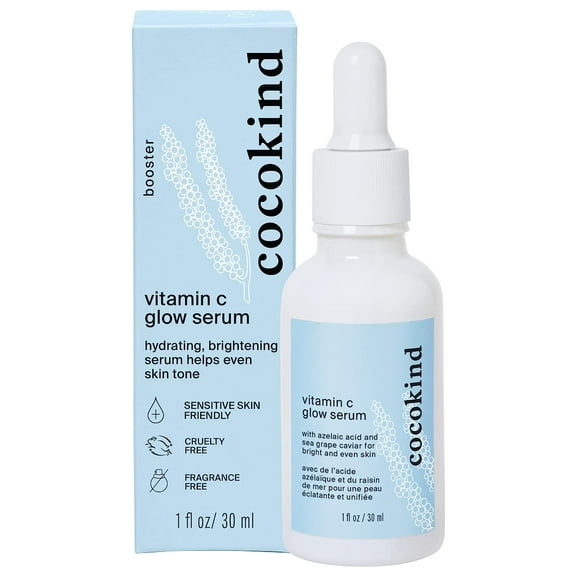 Cocokind Vitamin C Serum, Glow Facial Serum, Hydrating & Brightening with Hyaluronic Acid, 1 Oz