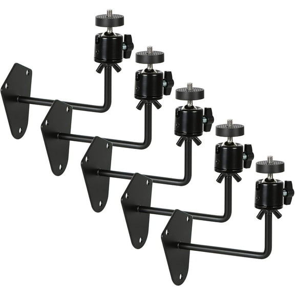 5-Pack Universal Camera Mounts Kit Metal Stand Holder with Mini Ball Head for Security Trail Hunting Cameras Indoor and Outdoor on Ceilings Wall Tree etc. (Black, On Wall X5)
