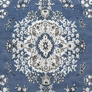 Rugs Blue Oriental 3x5 Area Rug Traditional Persian Bordered Carpet Rugs - Actual Size 37 x 52