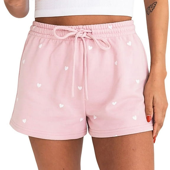 2023 Love Print High Waist Women's Casual Shorts Summer Loose Simple Pants Women