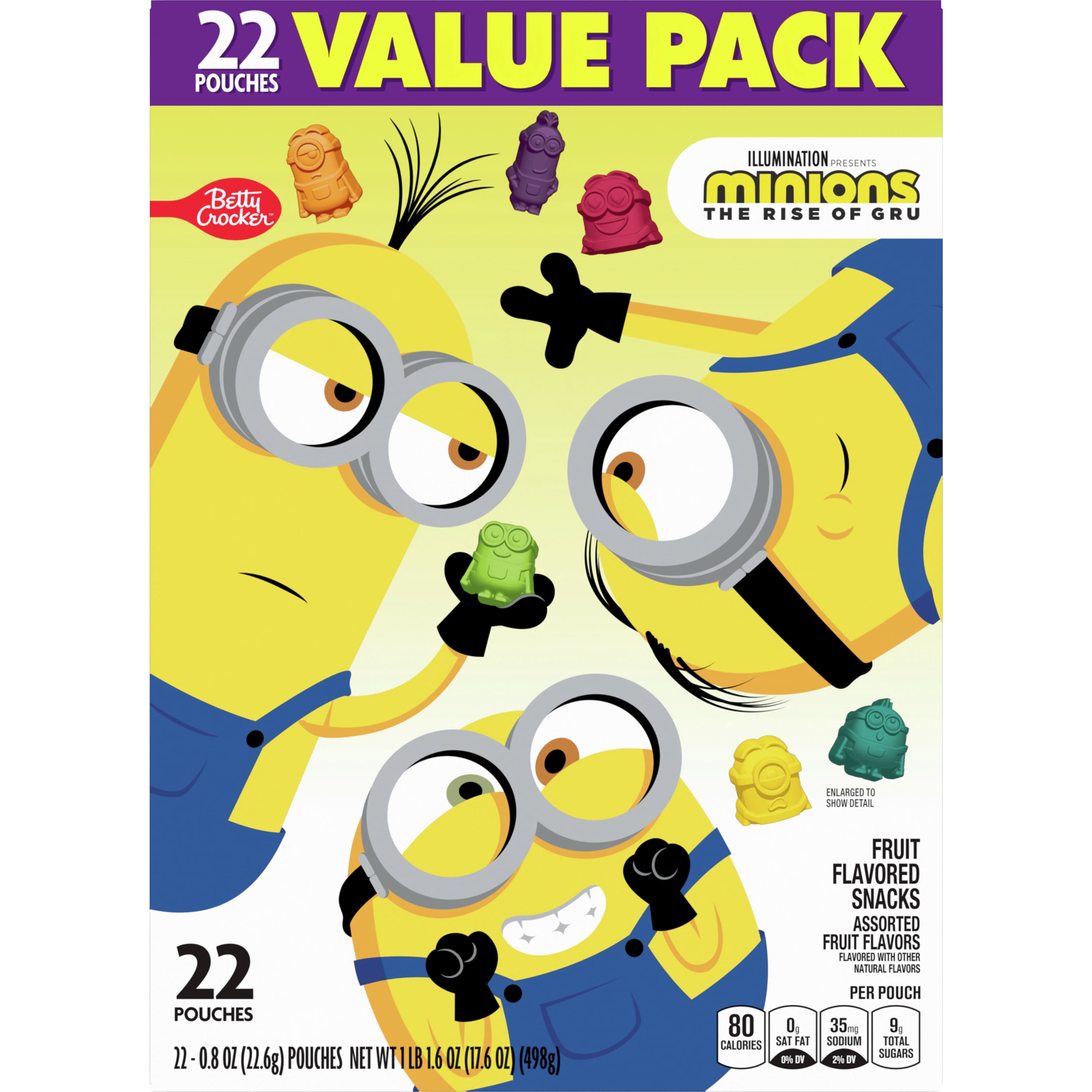 Minions Fruit Flavored Snacks, Treat Pouches, Value Pack, 22 ct
