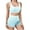 #0489-Light Blue, variant on Women's Fleece Pajamas Sets with Gradient Crop Tank Top and Shorts Sleepwear 2 Piece Fuzzy Warm Winter Nightwear