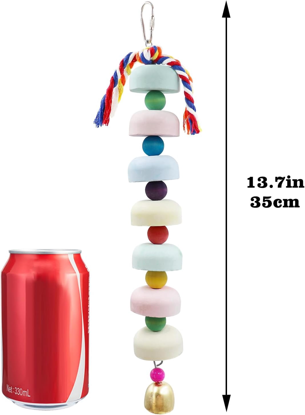Mineral Chew Toy 2-Pack – Colorful Beaded Bird Toys with Bells | Beak Grinding & Foraging Enrichment for Parrots
