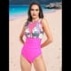 thumbnail image 4 of Traje de Baño de una Pieza para Mujer con Cuello en V y . Rosa Roja L, 4 of 8