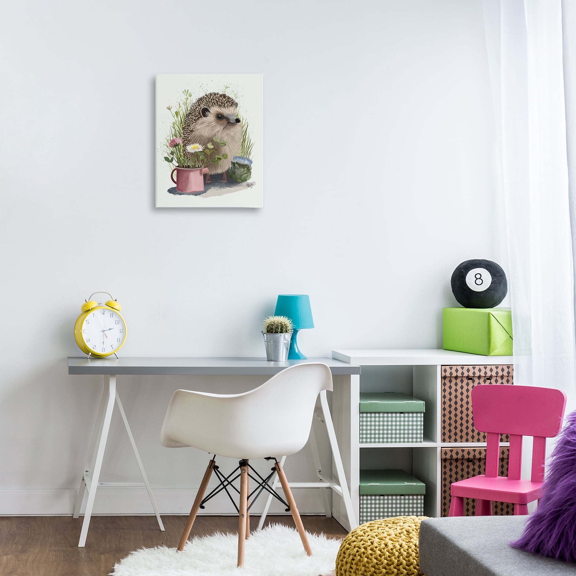 Stupell Industries Hedgehog with Garden Plants Animals & Insects Painting Gallery Wrapped Canvas Art Print Wall Art, 16 x 20