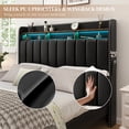 thumbnail image 4 of SIBEDS LED Bed Frame with Drawer Pockets and PU Upholstered Black Wingback Headboard,Queen, 4 of 8