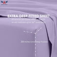thumbnail image 3 of 20-inch Extra Deep Pockets - Pure Giza Cotton California King Size, Lilac Color Bedsheet Set - 400-Thread-Count, 6-PC [1 flat sheet, 1 fitted sheet, 2 pillowcases], 3 of 7