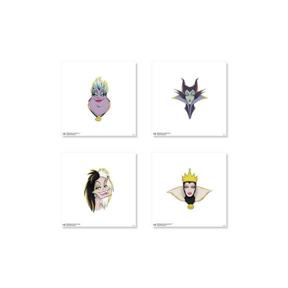 Gallery Pops Disney Villains - Headshot Wall Art Bundle (4-Pack)