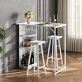 thumbnail image 2 of Kojooin 3-Piece Small Bar Table and Chairs Set with 3 Storage Shelves and Stools for 2, 2 of 8