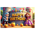 thumbnail image 1 of Medieval Knight and Princess Themed Happy Birthday Banner Party Backdrop Decorations Photography Props for Kids Birthday Party Birthday Celebration Decor Background, 1 of 4