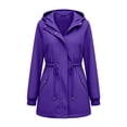 thumbnail image 5 of BiZtdJrK Rain Jackets for Women Lightweight Hooded Waterproof Rain Coats with Pockets Outdoor Long Sleeve Windbreaker Purple S, 5 of 8