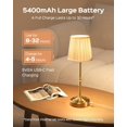 thumbnail image 2 of wqlpp-Cordless Table Lamp, 5400mAh Rechargeable Battery Powered Lamp, 3 Color Portable Dimmable LED Table Lamp with Fabric Shade, Wireless Lamp for Bedroom, Dining, Bar, Bedside, Night Light, 2 of 4