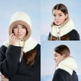thumbnail image 4 of XIAOCHA Women’S Hooded‑Scarf Beanie，Faux‑Fur‑Trim Hats，Fall‑Winter Outdoor Trapper,Beige, 4 of 6