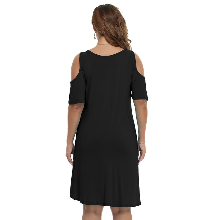 Casual Simplicity Solid Fold Off the Shoulder A Line Short Sleeve Dress Casual Simplicity Solid Fold Off the Shoulder A Line Short Sleeve Dress