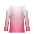 thumbnail image 4 of QUNYINEY V-Neck Tshirts Shirts for Women Gradient Pink Casual Long Sleeve Tops Cold Shoulder Loose Cut Out Pullover T-Shirts, 4 of 5