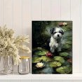thumbnail image 2 of Fluffy Dog Water Lily Pond Canvas Art, Pet Wall Art for Living Room Bedroom Office Hallway Study Room Decor, 2 of 8