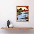 thumbnail image 2 of Utagawa Hiroshige Colourful Ukiyo-e Japanese Woodblock River Landscape with Cherry Blossom Trees Art Print Framed Poster Wall Decor 12x16 inch, 2 of 5