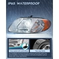 thumbnail image 6 of Nilight Headlight Assembly for 2001 2002 2003 2004 2005 2006 2007 Chrysler Town & Country 2001-2003 Voyager 2001-2007 Dodge Grand Caravan Replacement Chrome Housing Amber Reflector,2 Years Warranty, 6 of 8