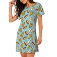 thumbnail image 2 of Disketp Hot Dog Pizza para Camisón Corto de Manga Corta para Mujeres, Camisón Cómodo con Escote Redondo, Bonito y Confortable, 2 of 6