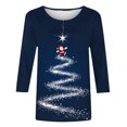 thumbnail image 4 of Christmas Shirts for Women 3/4 Length Sleeve Tshirts Xmas Print Plus Size Graphic Tees Holiday Pullover Tops (XL, Dark Blue), 4 of 5