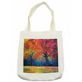 thumbnail image 1 of Nature Tote Bag, Colorful Trees and Falling Autumn Leaves Seasonal Art Picture, Cloth Linen Reusable Bag for Shopping Books Beach and More, 16.5" X 14", Cream, by Ambesonne, 1 of 2