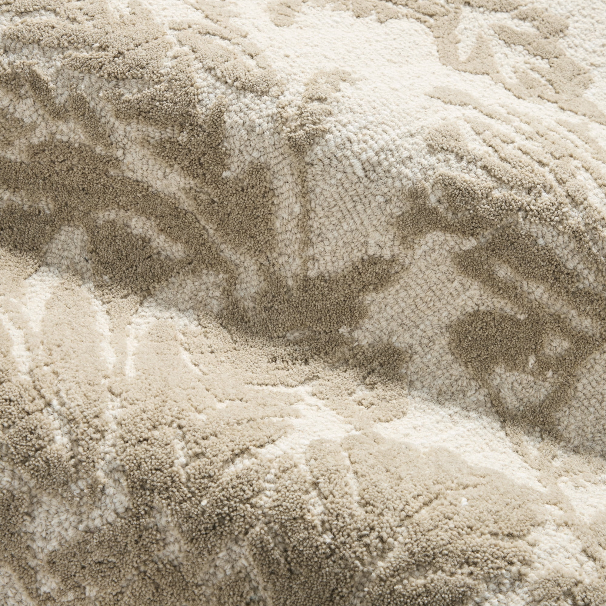NICOLE MILLER NEW YORK Mod Damask Chambray Handcrafted Area Rug, 100% Wool Rug, Taupe, 8'x10'