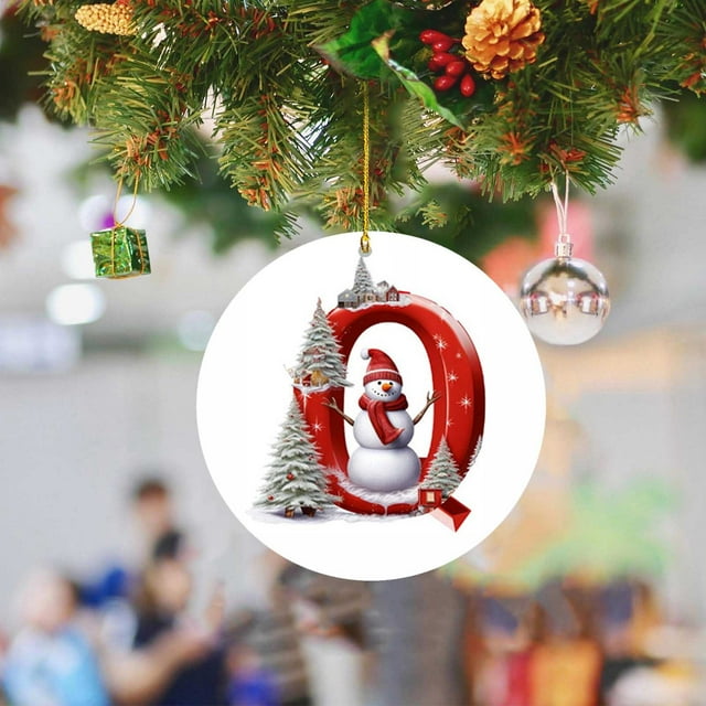Christmas 2024 Ornament with Letter, Custom Name Christmas Ornament Gifts for Sister Brother, Personalized Alphabet Keepsake Hanging Xmas Tree, Customized Initial Letter Xmas Ornament Present